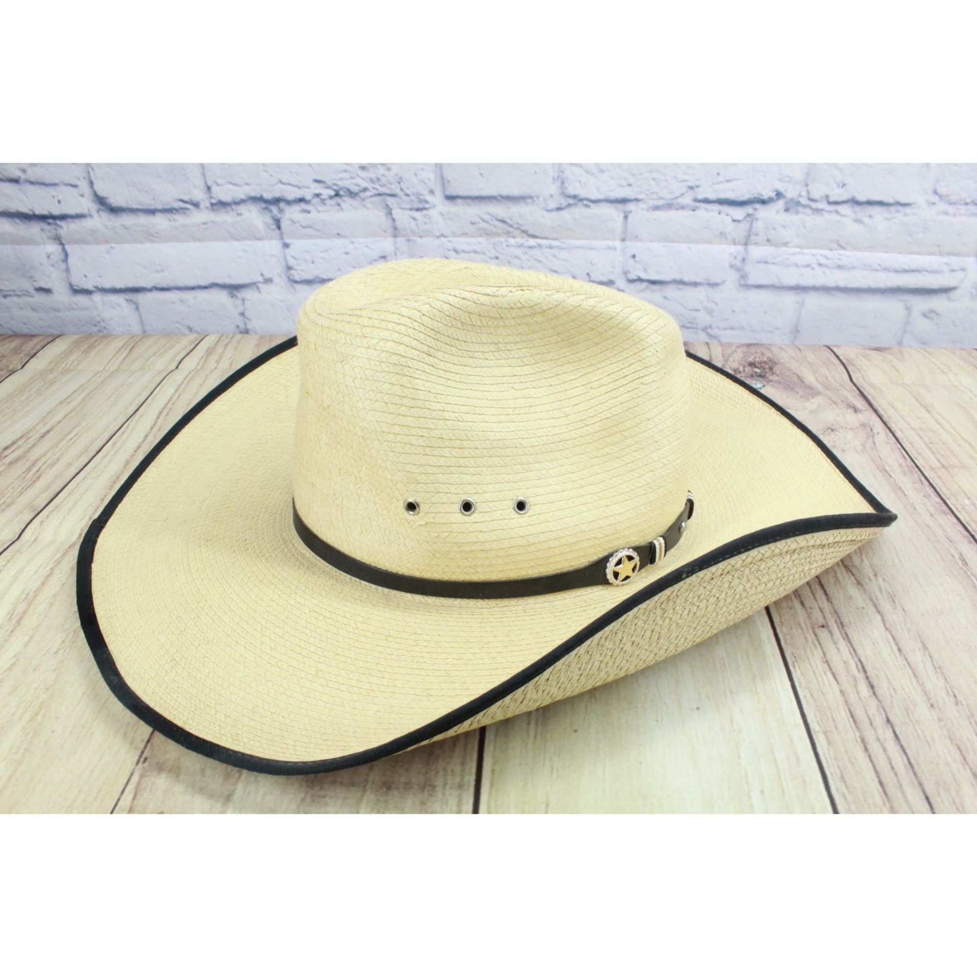 Other Cavender's Straw Leather Trim Rodeo Cowboy Hat Size 7 1/4 Size ONE SIZE - 4 Thumbnail