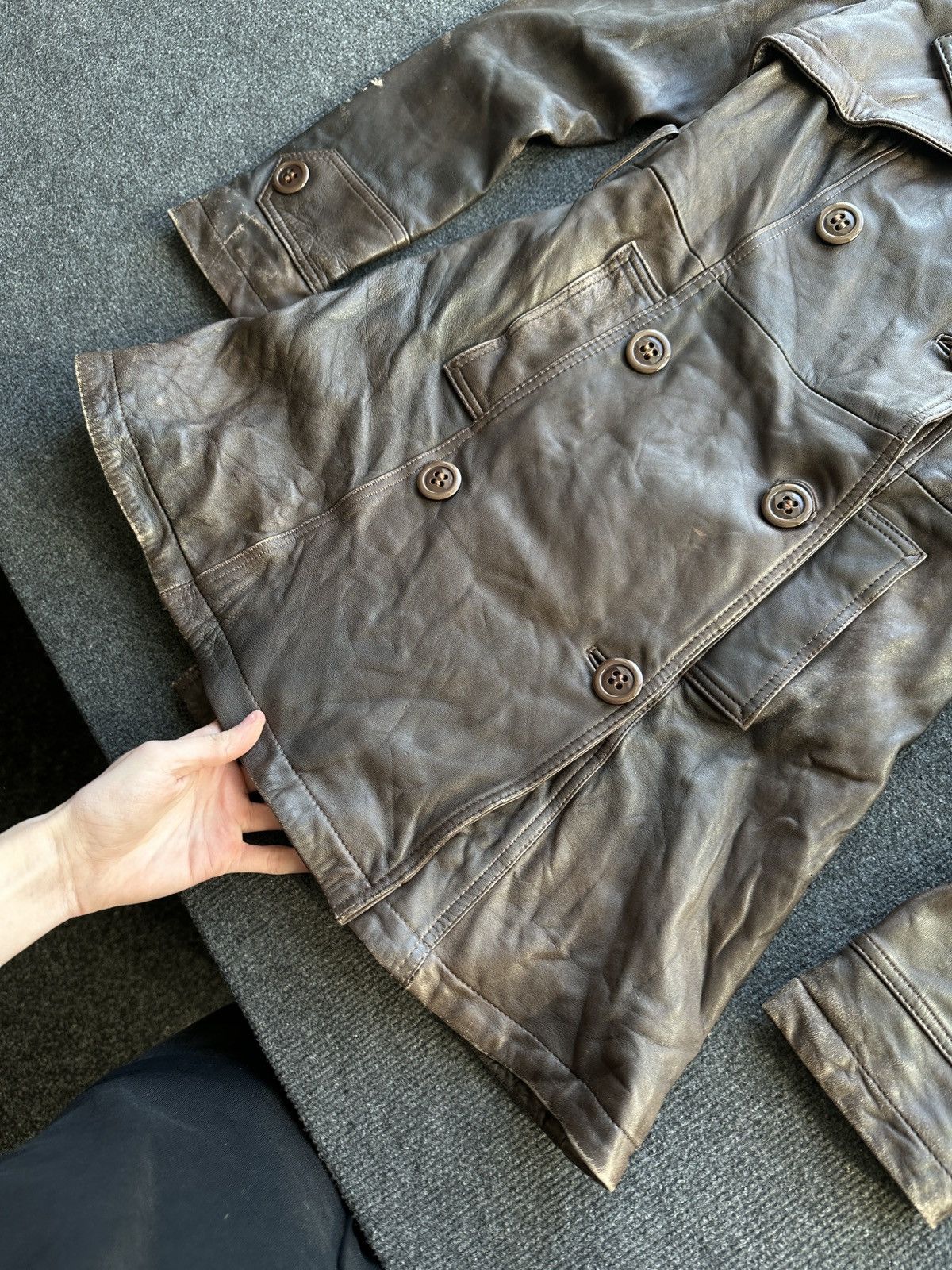 Other LEATHER TRENCH COAT 🚨 DARK BROWN LUXURY WOMEN SIZE S BUTTON Size S / US 4 / IT 40 - 3 Thumbnail