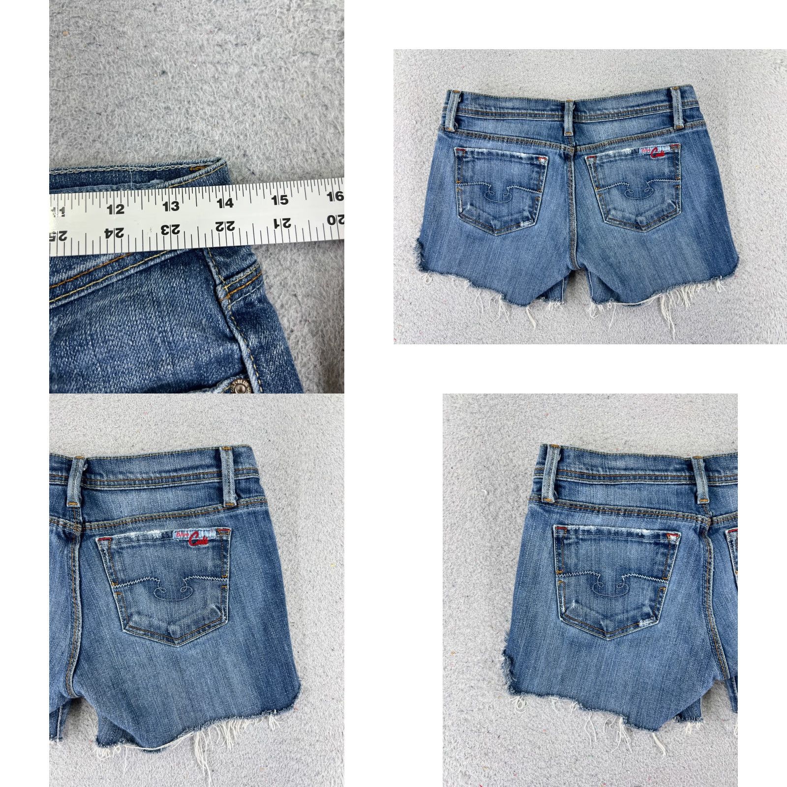 Vintage Blue Cult Shorts Womens 27 Denim Cut-Off Low Rise 27x4 Blue Cotton Blend 5-Pocket Size 27" / US 4 / IT 40 - 9 Thumbnail