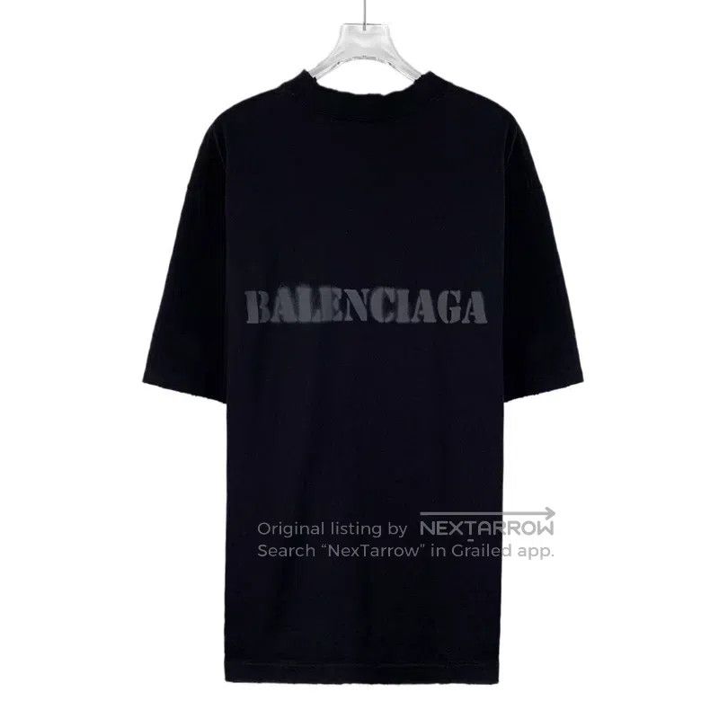 Balenciaga Balenciaga Black Distressed Logo Letter Print Cotton Crewn Size US XS / EU 42 / 0 - 2 Thumbnail
