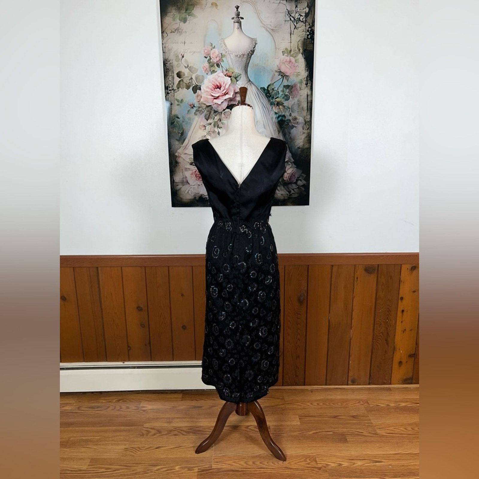 Vintage Vintage 1950s Fazzi Black Rainbow Sequin Cocktail Dress! Size L / US 10 / IT 46 - 5 Thumbnail