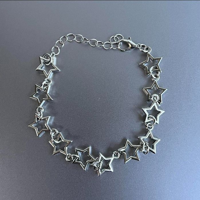 Sterling Silver Y2K 2000s star stacked cute goth grunge silver bracelet