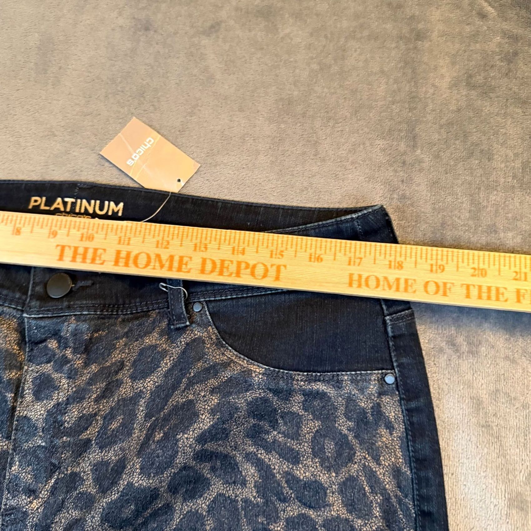 Vintage Chico's Jegging Womens 2 Blue Metallic Animal Print Stretch Slim Button Zip Five-Pocket Jeans Size 26" / US 2 / IT 38 - 7 Thumbnail