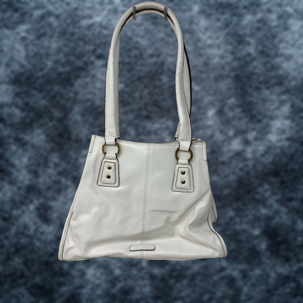 Vintage VINTAGE Nine & Co Faux Leather Handbag White Shoulder Bag 3 Compartments Classic 90s Womens Size ONE SIZE - 1 Thumbnail