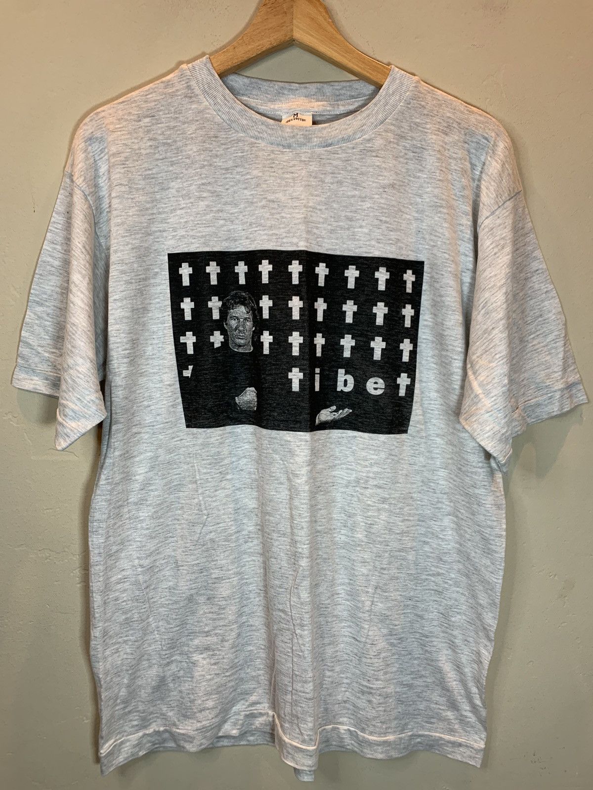 Vintage RARE Vintage 80s Free Tibet Richard Gere Single Stitch Shirt Size US M / EU 48-50 / 2 - 1 Thumbnail