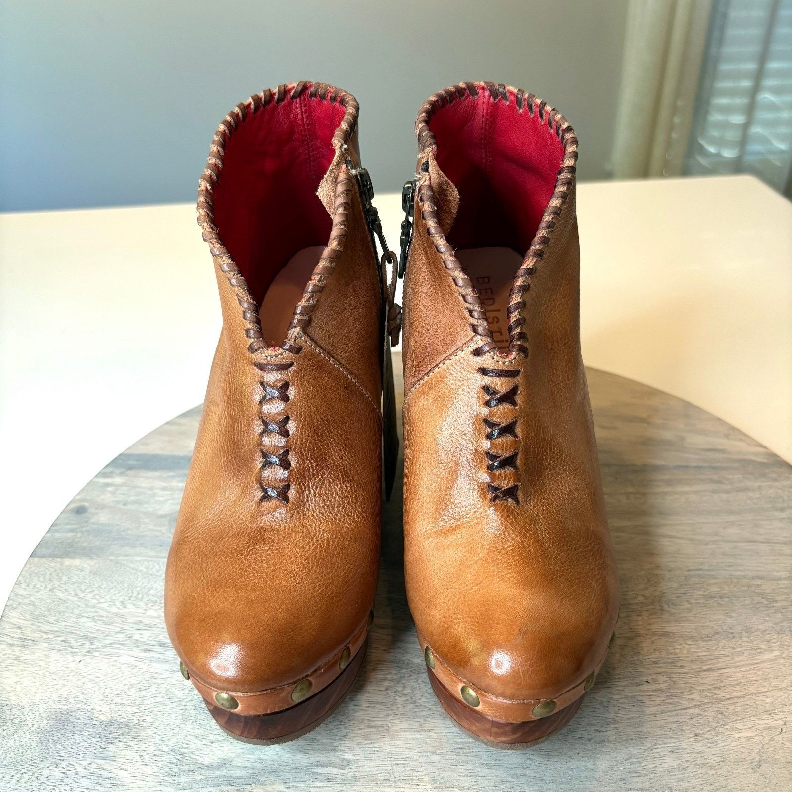 Bed Stu Bed Stu Marina Rustic Leather Wood Wedge Boot Bootie US 7 Size US 7 / IT 37 - 3 Thumbnail