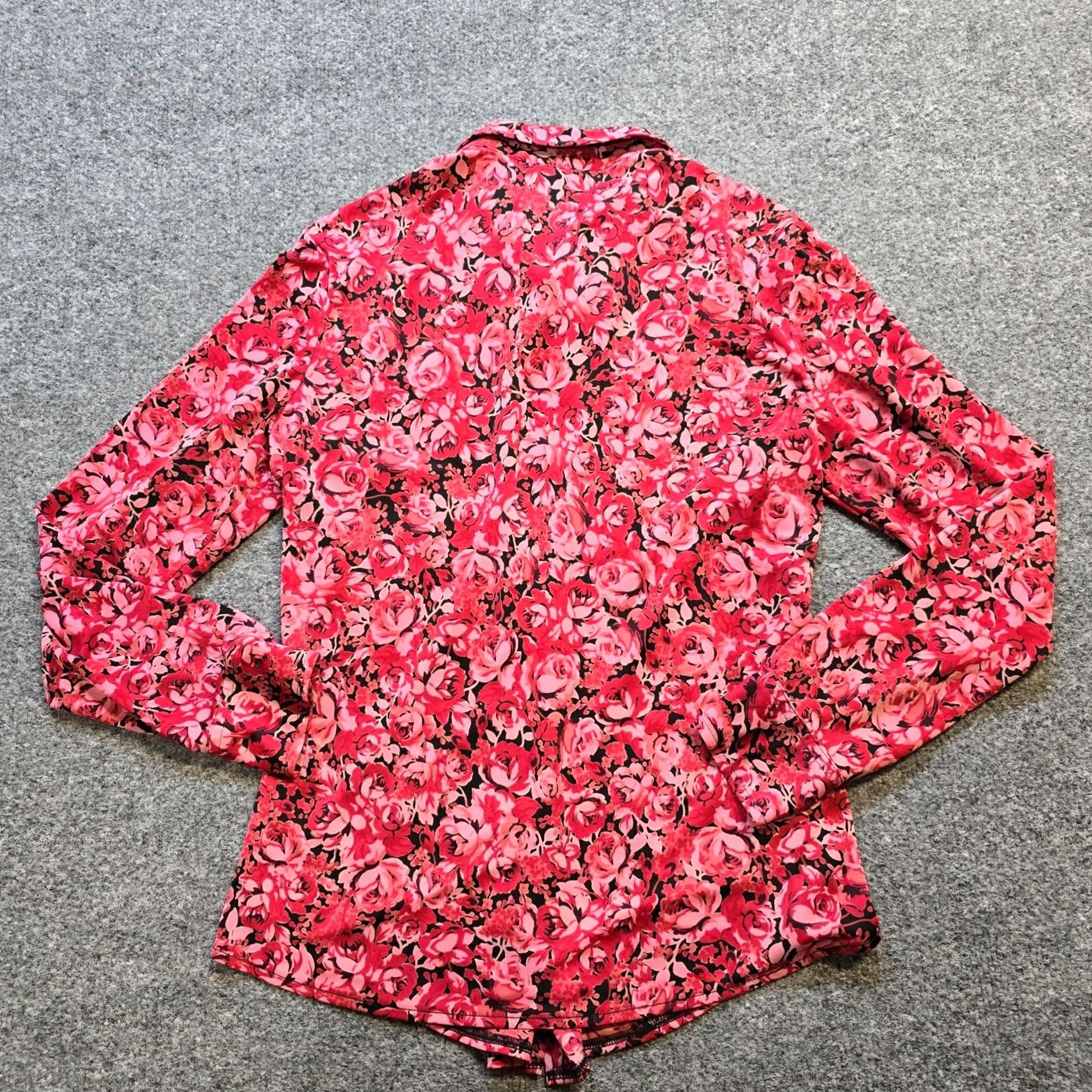 Express VINTAGE Express Blouse Womens Medium Pink Floral Stretch Button Long Sleeve 90s Y2K Size M / US 6-8 / IT 42-44 - 7 Thumbnail