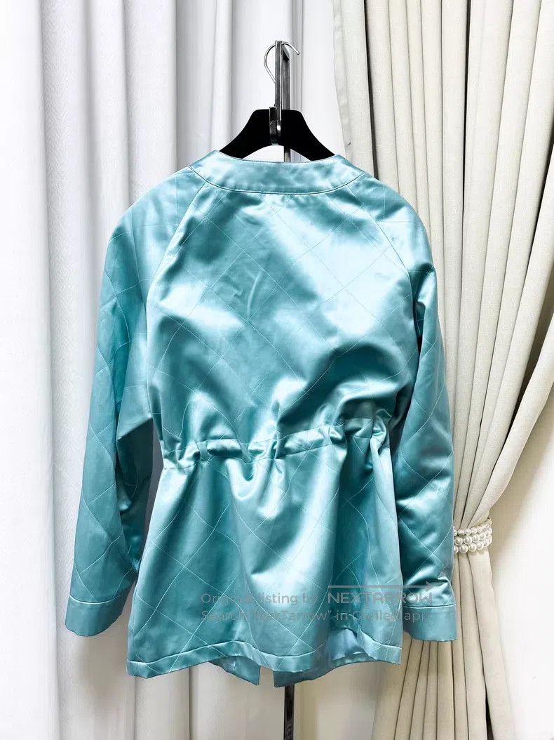 Chanel Chanel Lake blue silk satin diamond plaid drawstring long- Size XS / US 0-2 / IT 36-38 - 3 Thumbnail