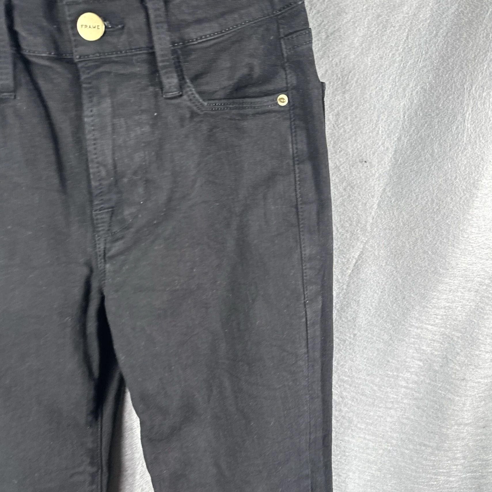 Frame FRAME Womens Jeans Straight Fit 24 Black Denim Grunge High Waist Raw Hem Spring Summer Fall Winter Size 42" / US 20 - 5 Thumbnail