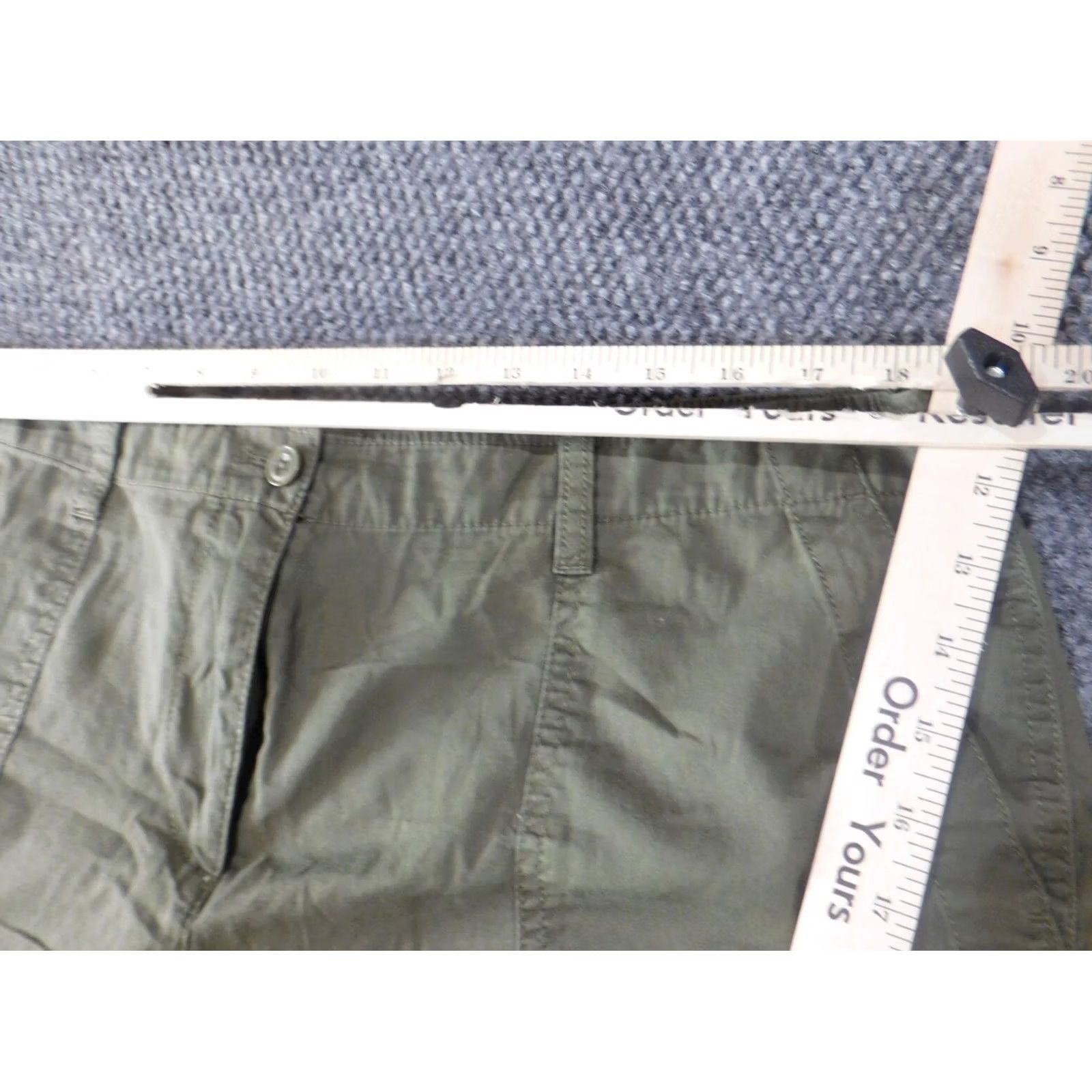 Loft LOFT Ann Taylor Womens Shorts 14 Green Cargo Flat Front Zip Classic Casual Knit Cotton Regular Mid Rise Flower Comfort Stretch Womens Size 26" / US 2 / IT 38 - 4 Thumbnail