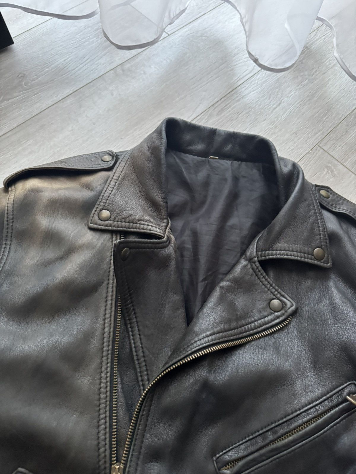 Japanese Brand Vintage Japan Black Sunfaded Biker Perfecto Leather Jacket Size US M / EU 48-50 / 2 - 4 Thumbnail