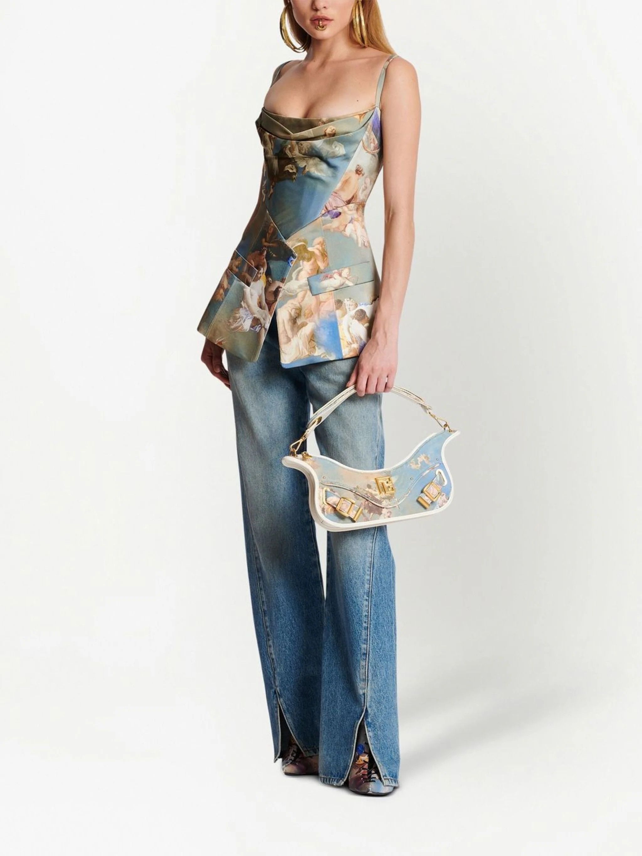 Balmain o1s1rm0624 Corset Top in Multicolor Size L / US 10 / IT 46 - 2 Thumbnail