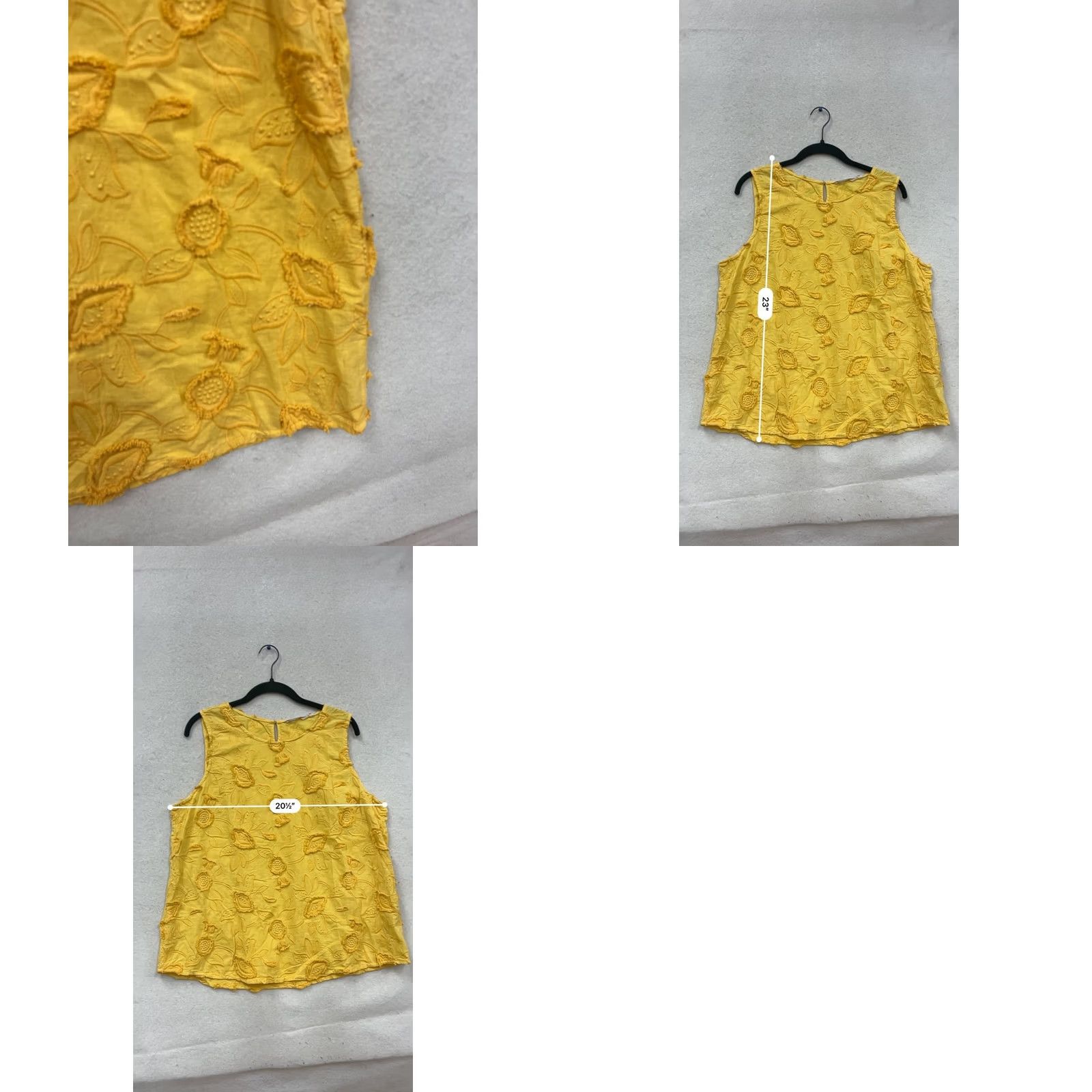 Soft Surroundings Soft Surroundings Tank Yellow Embroidered Floral Sleeveless XL Womens Size XL / US 12-14 / IT 48-50 - 8 Thumbnail