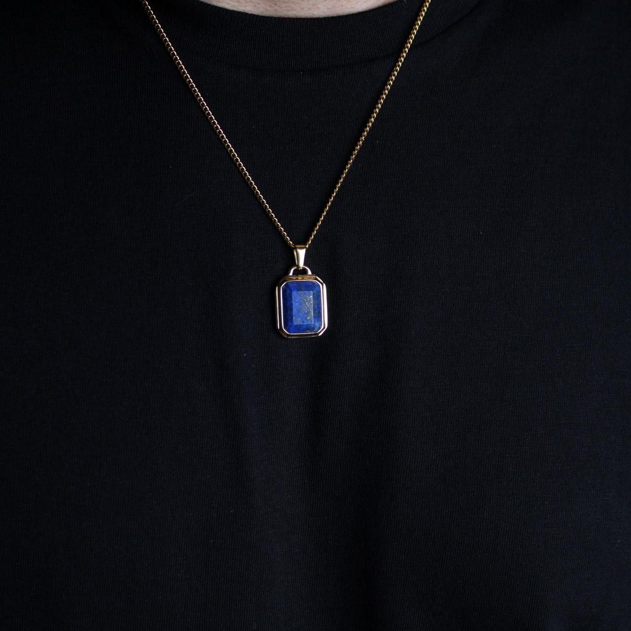 Jewelry Gold Lapis Lazuli Pendant Necklace Size ONE SIZE - 3 Thumbnail