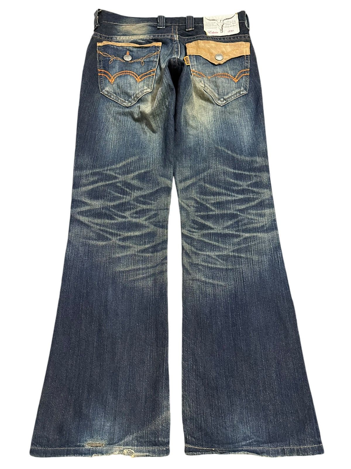 Edwin Vintage Edwin Blue Trip Blue Wash Distressed Loose Jeans Size US 31 - 2 Thumbnail