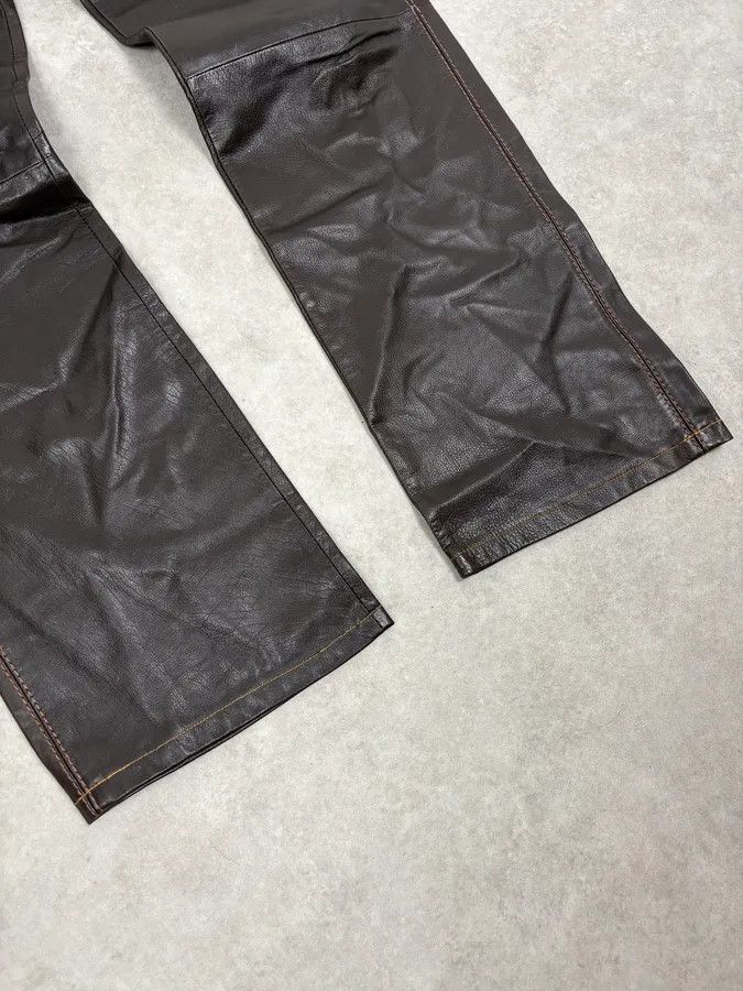 Vintage 1990s Gianni Versace Brown Leather Biker Pants Size US 32 / EU 48 - 8 Thumbnail