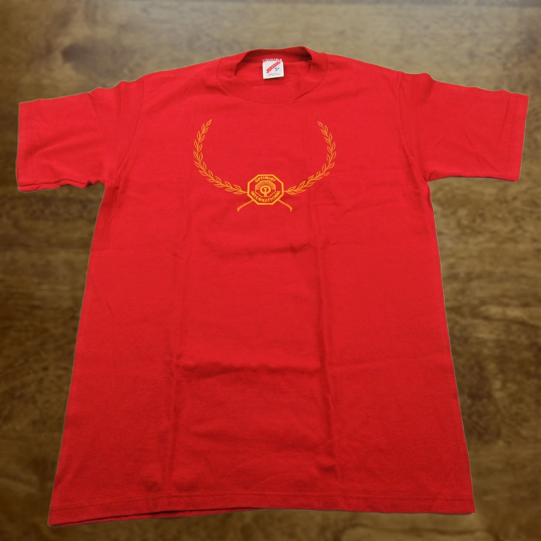 Jerzees Vintage Shirt Mens Red Short Sleeve Optimist International Single Stitch Medium US Clothing Size US M / EU 48-50 / 2 - 1 Thumbnail
