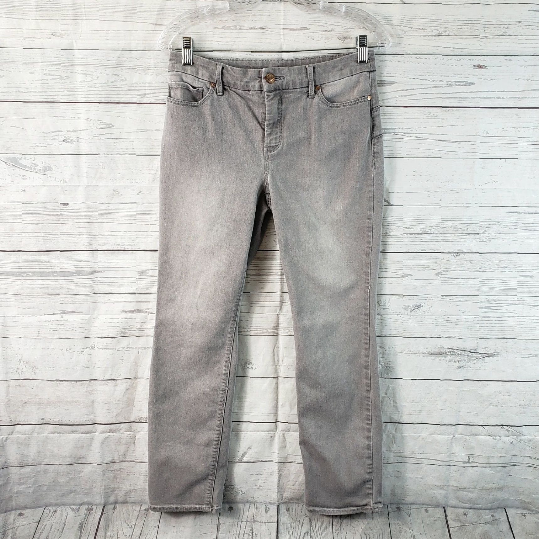Vintage Chico's Womens So Lifting Slim Leg Jeans Sz 4P Gray Mid Rise Cotton Blend Jeans Size 27" / US 4 / IT 40 - 2 Thumbnail