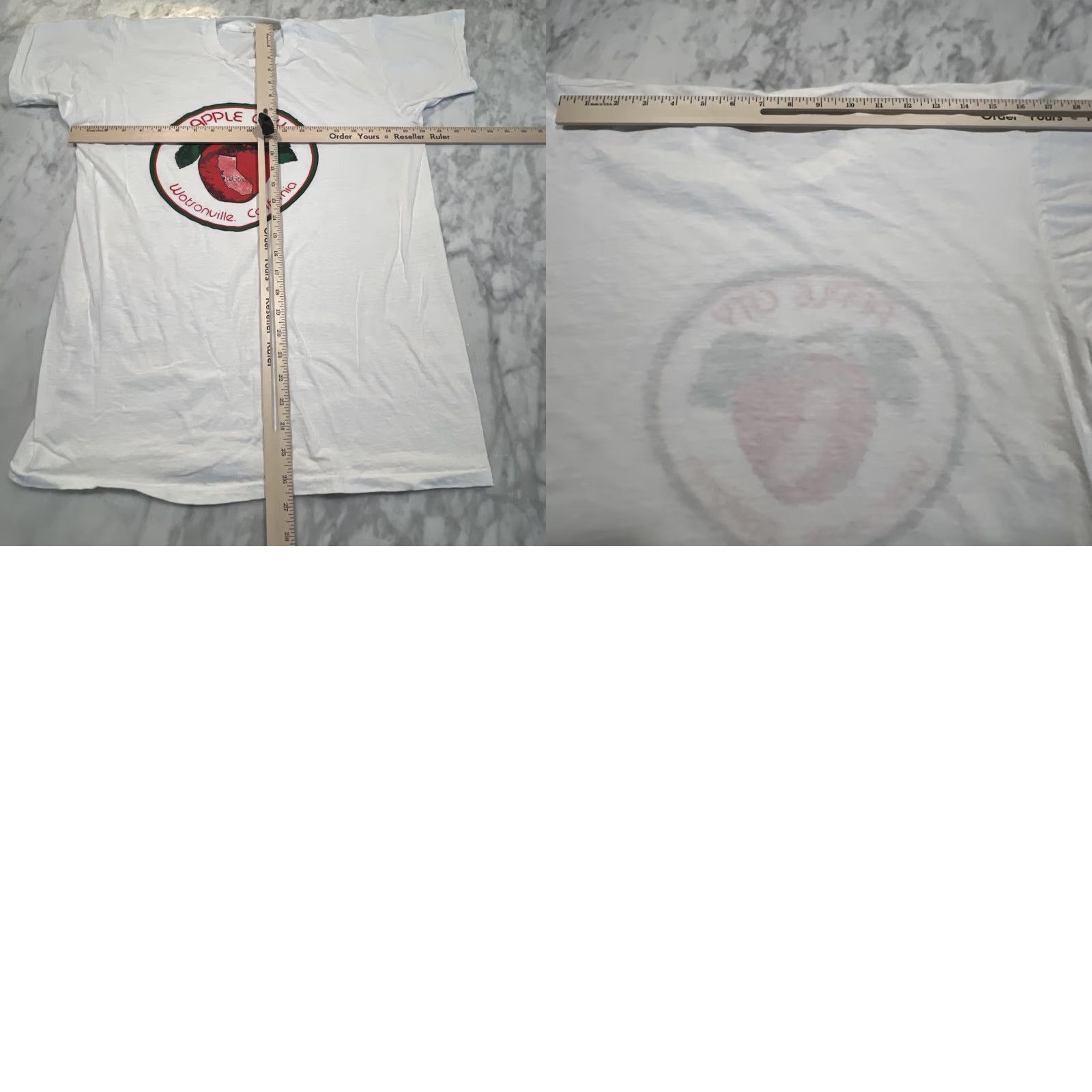 Apple VINTAGE 1980s Unisex Cotton Graphic T-Shirt XL White Apple City Watsonville California Short Sleeve Unbranded Summer Clothing Size US XL / EU 56 / 4 - 8 Thumbnail