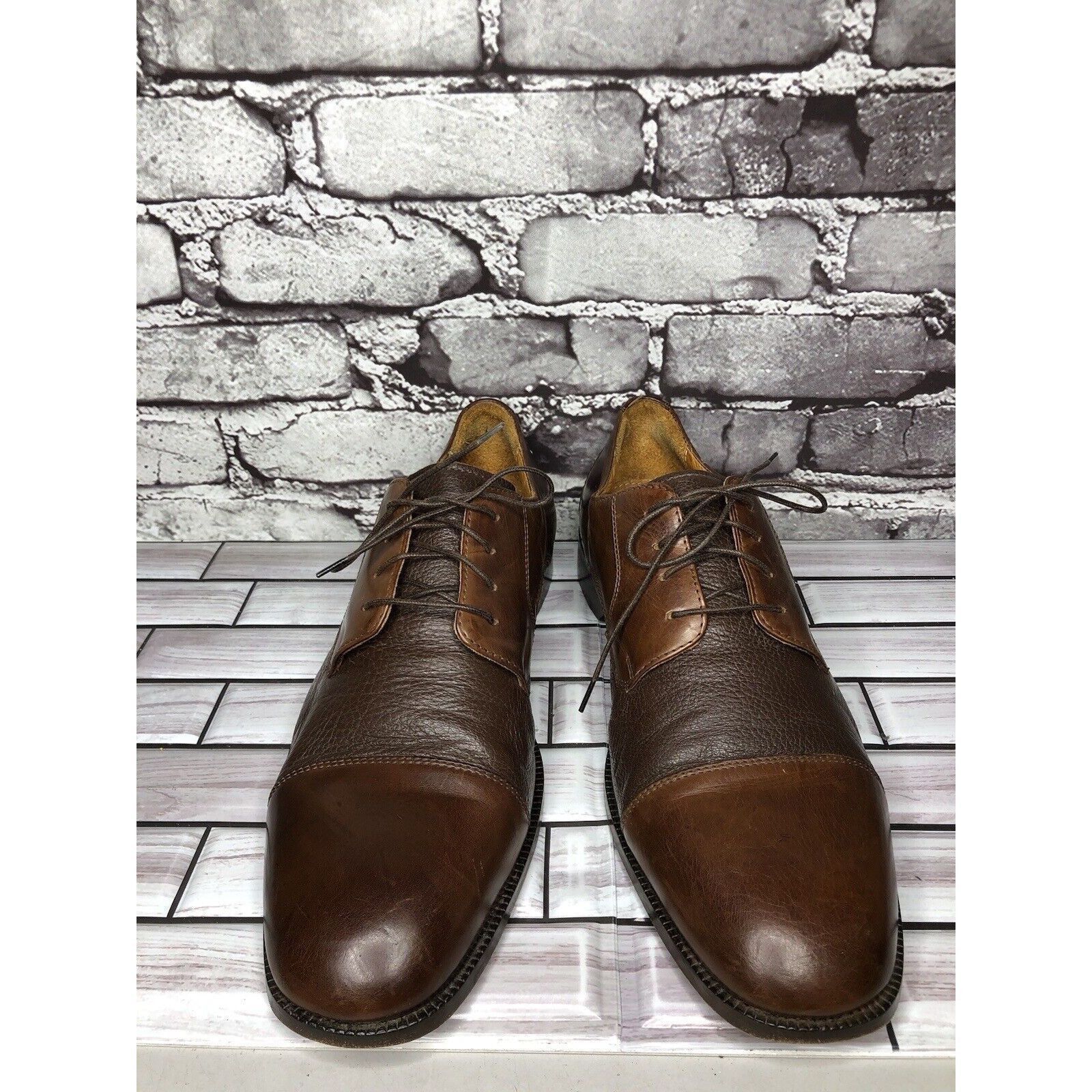 Pronto Uomo Pronto Uomo Firenze Brown Leather Cap Toe Oxfords Dress Shoe Size US 12 / EU 45 - 10 Thumbnail