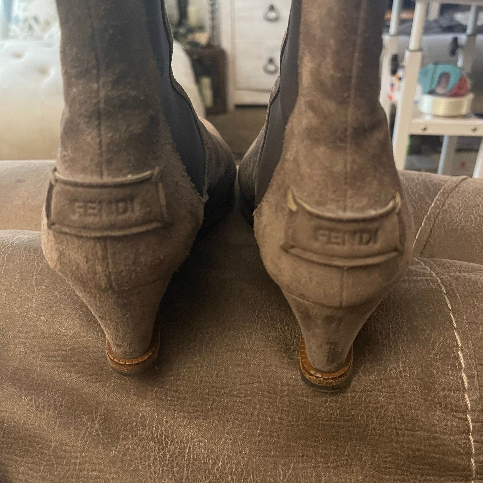 Fendi FENDI Women’s Tan Suede Leather Wedge Chelsea Boots 38 Italy Size US 7.5 / IT 37.5 - 12 Thumbnail