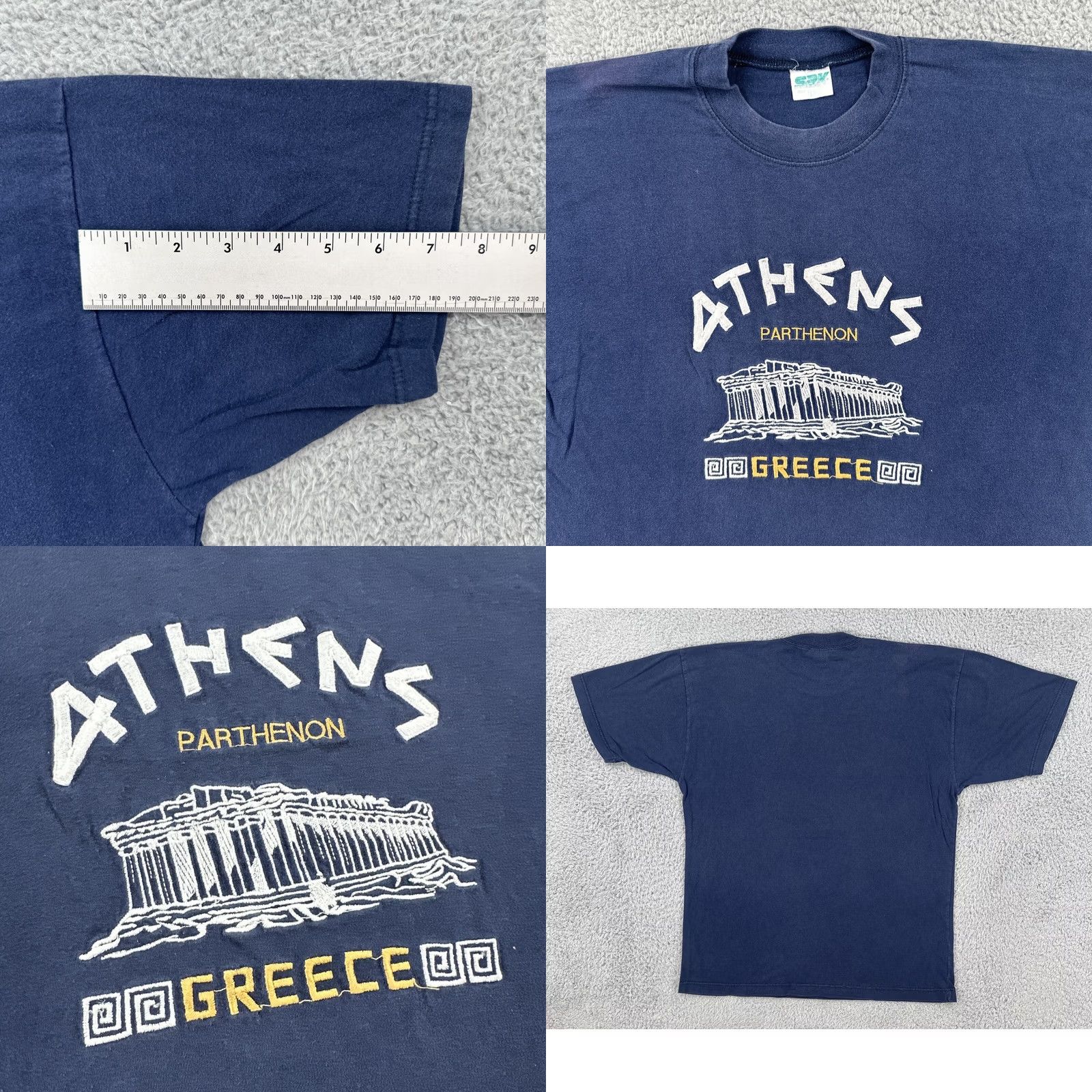 J Brand VINTAGE SAK T Shirt Athens Parthenon Greece Embroidered Blue M Mens Size US M / EU 48-50 / 2 - 9 Thumbnail