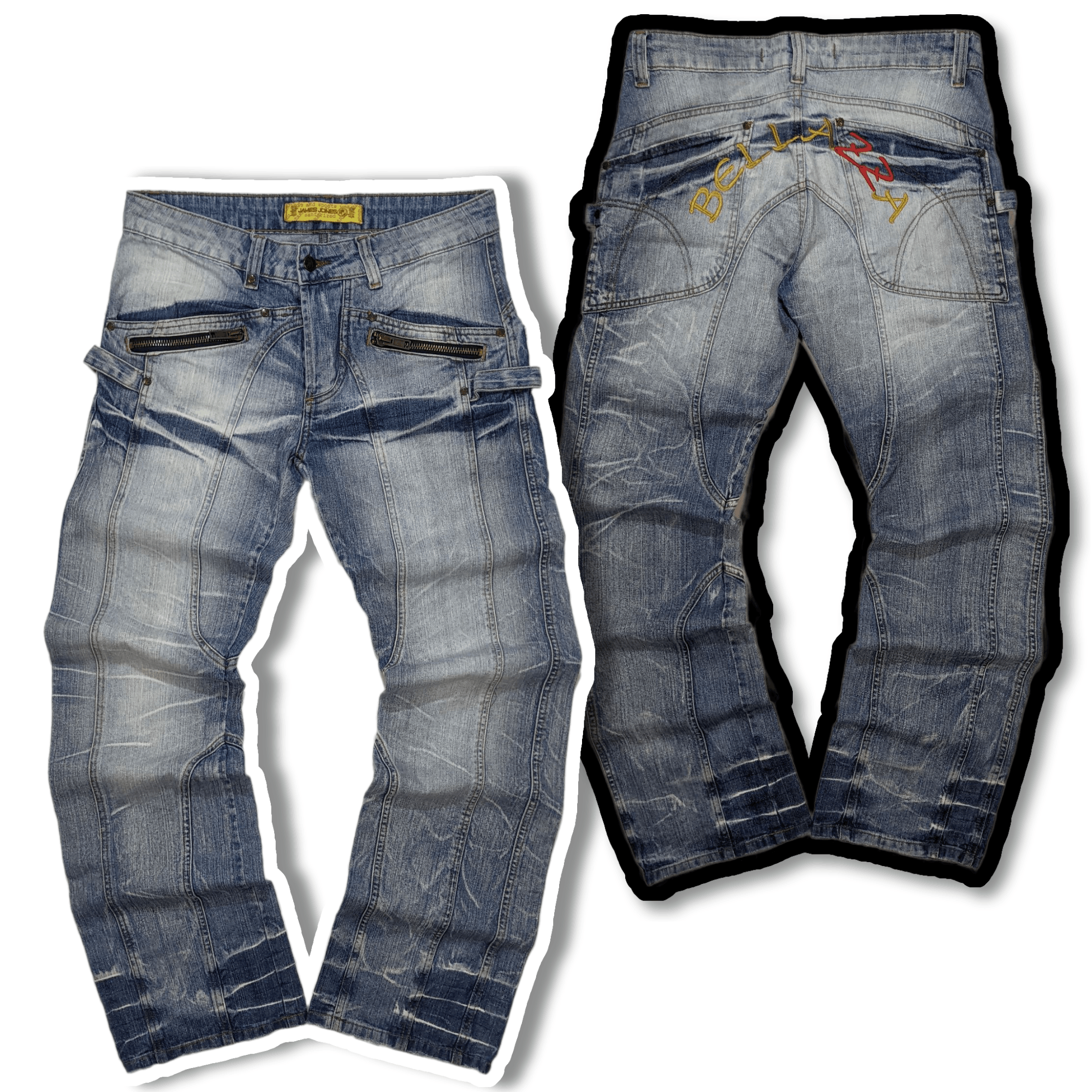 Japanese Brand × Vintage VTG Wide Light Blue Y2k Distressed Boiled Mens Jeans Size US 32 / EU 48 - 1 Thumbnail