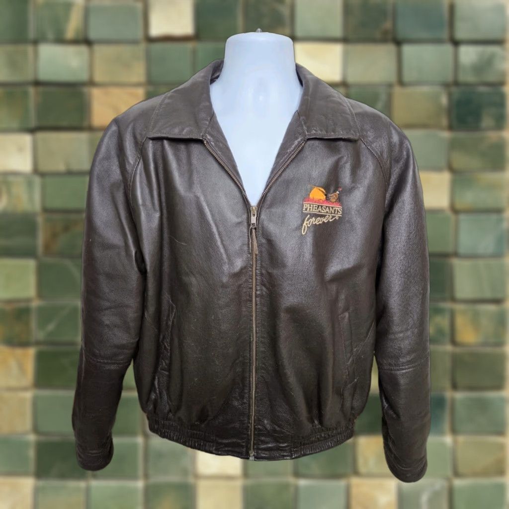 Vintage VINTAGE Burks Bay Leather Jacket Mens XL Brown Bomber Coat Short Sleeve - Full Zip Hooded Lightweight Retro City Outdoor Workwear Casual Size US XL / EU 56 / 4 - 1 Thumbnail
