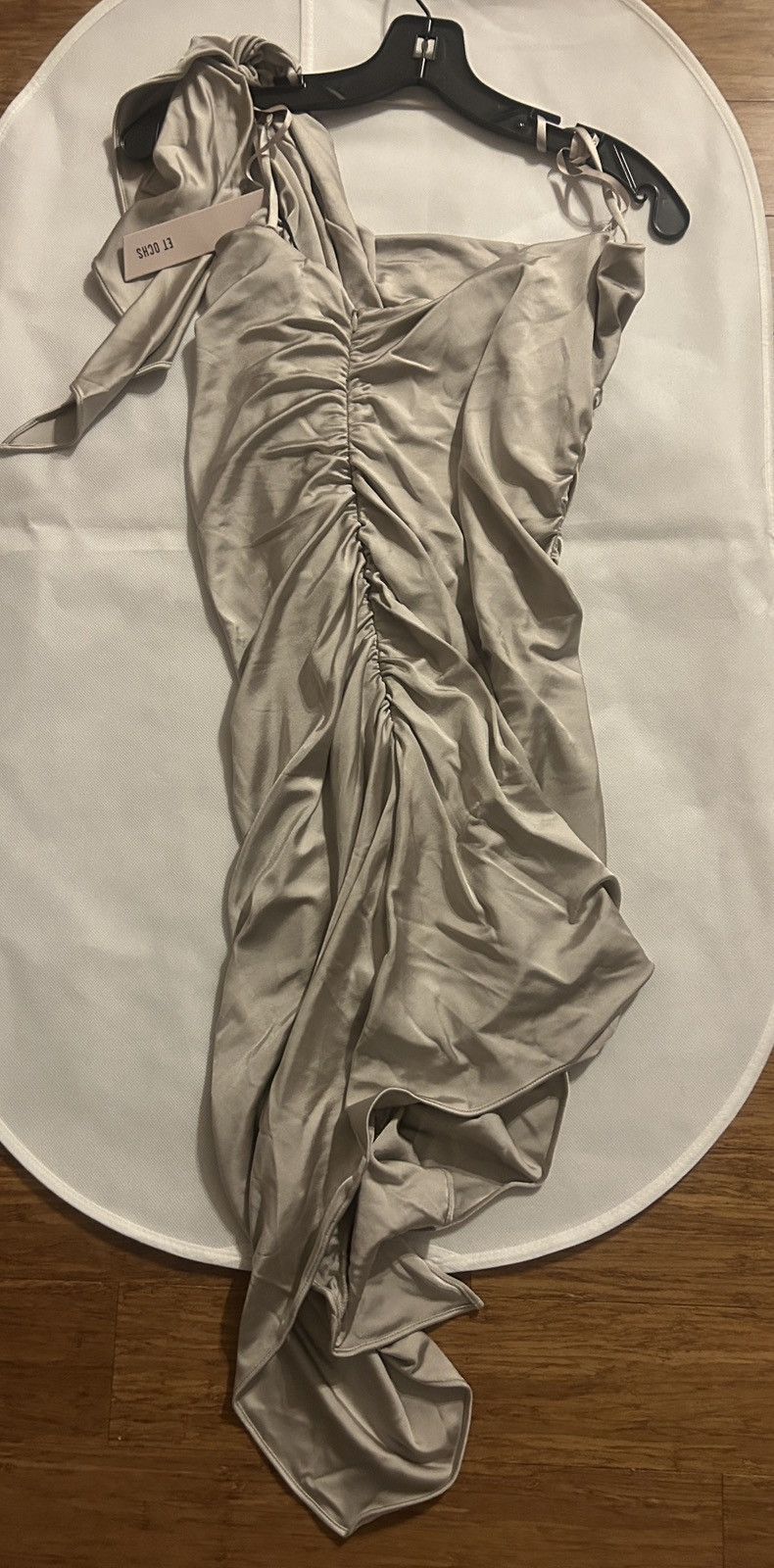 Other ET OCHS Autumn one-sleeve asymmetric ruched satin dress Size L / US 10 / IT 46 - 9 Thumbnail
