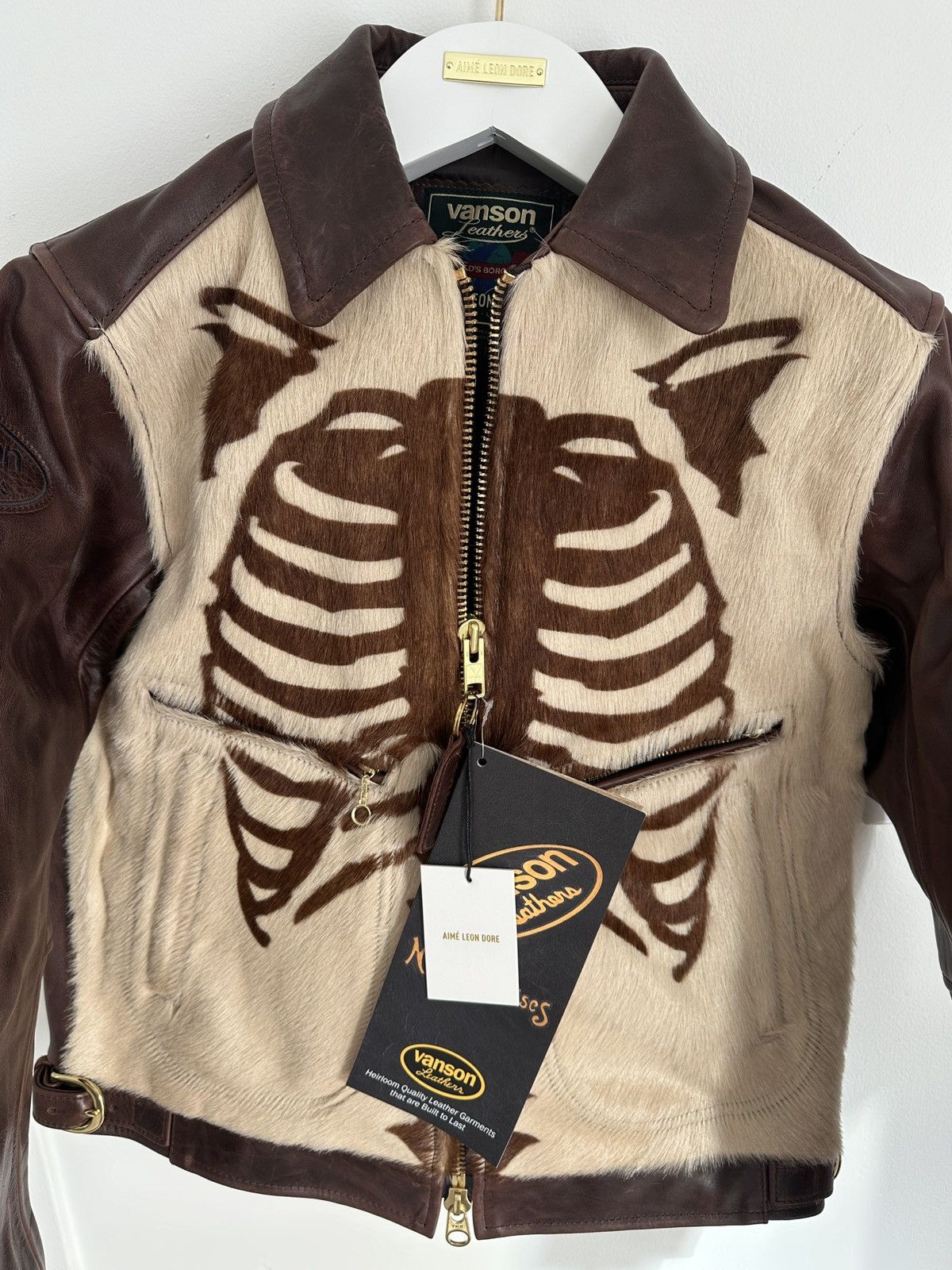 Aime Leon Dore × Vanson Leathers Aime Leon Dore x Vanson Pony Hair Bones Leather Jacket Size US S / EU 44-46 / 1 - 3 Thumbnail