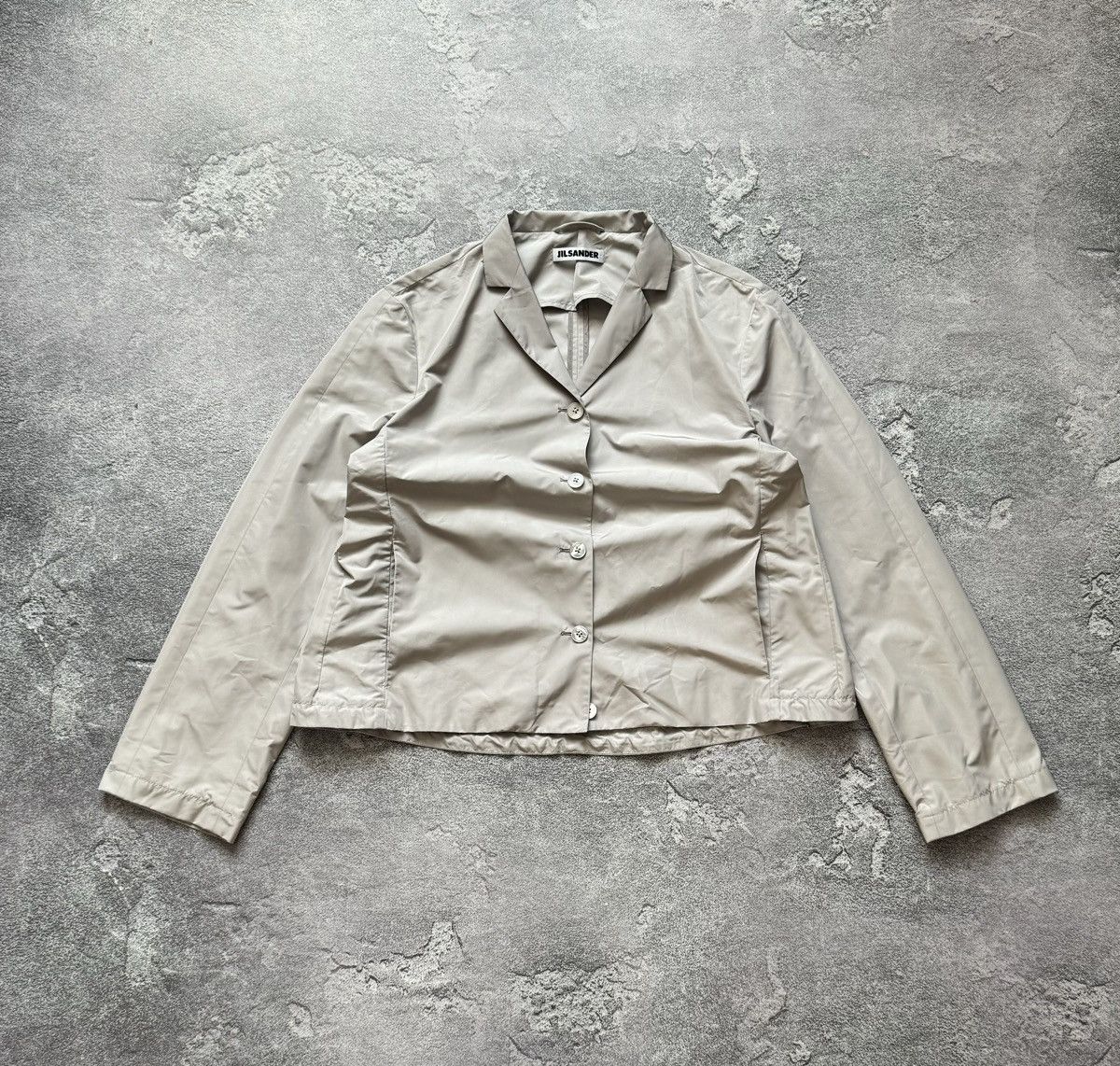 Designer × Jil Sander × Vintage Jil sander 42 nylon beige blazer jacket crop coat button up Size M / US 6-8 / IT 42-44 - 5 Thumbnail