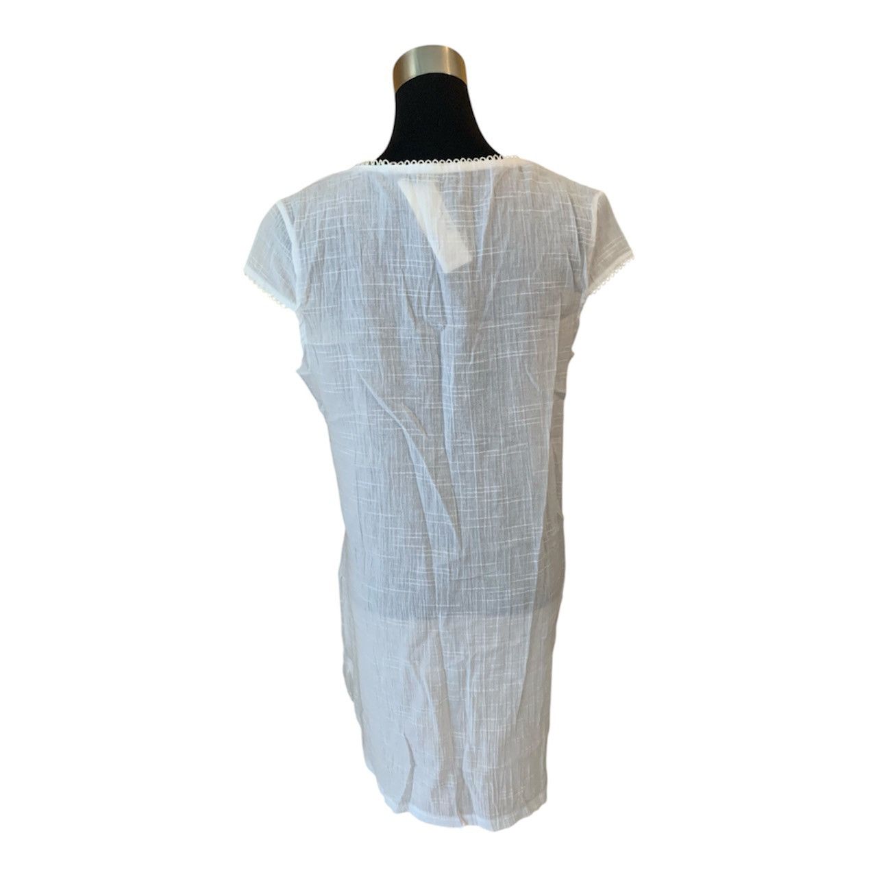 Vintage Vintage Y2K White Sheer Lace-Up Short Sleeve Tunic Top S/M Size M / US 6-8 / IT 42-44 - 3 Thumbnail