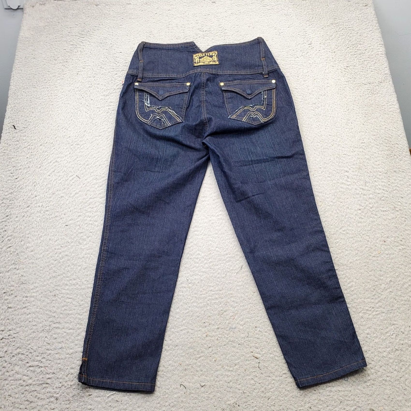 Denime Mecca Femme Jeans Womens 9/10 Blue Denim Straight Leg Button Fly Slit Pocket 31in Waist Inseam 24.75in Size 30" / US 8 / IT 44 - 2 Thumbnail