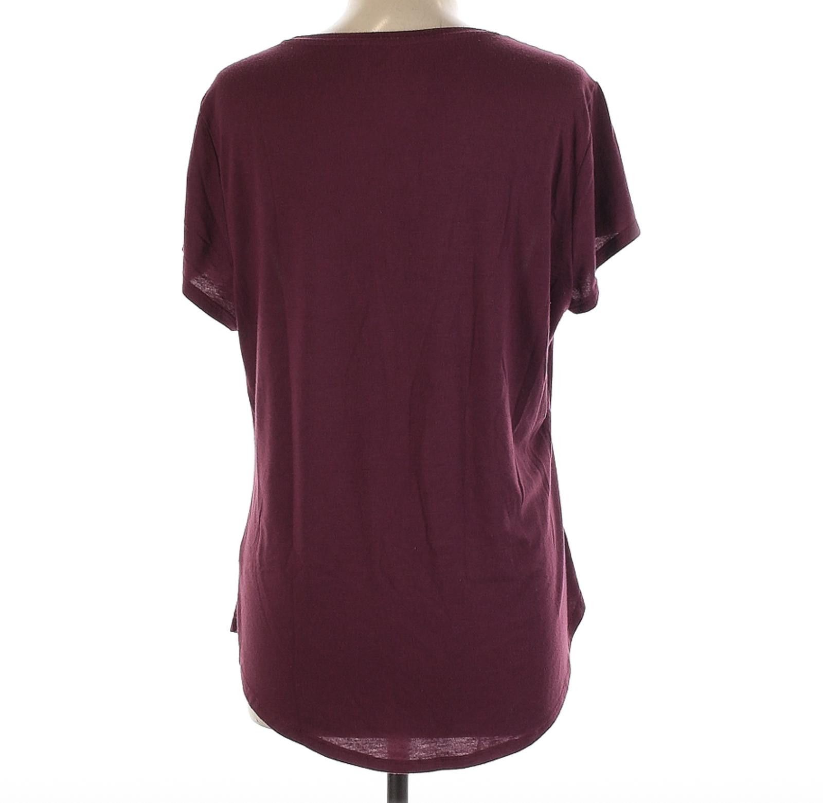 Apt. 9 Apt. 9 Women's Burgundy Wine Short Sleeve T-Shirt Size XL Size XL / US 12-14 / IT 48-50 - 2 Thumbnail