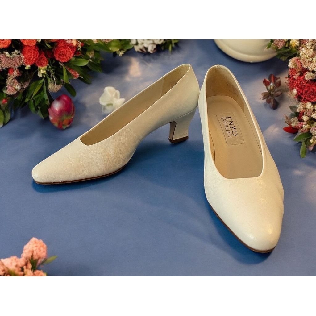 Unknown London Enzo Angiolini White Bronze Pumps Heels Leather Size 6.5 M Size US 6.5 / IT 36.5 - 2 Thumbnail