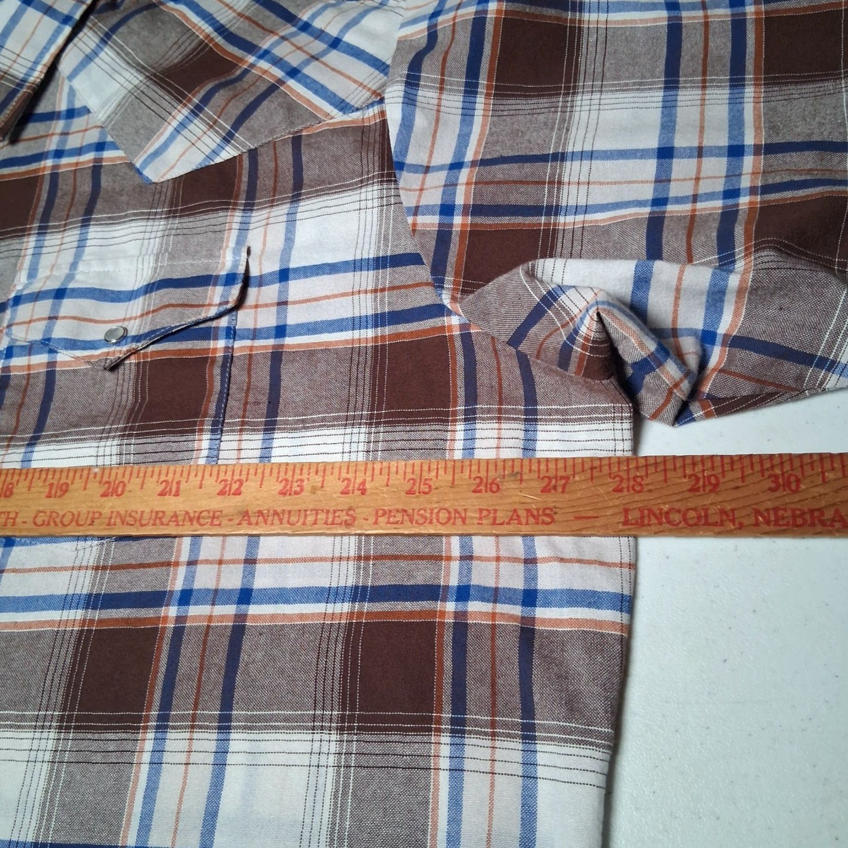 Vintage Ely Cattleman Shirt Men 2XL Plaid Brown Blue Pearl Snap Western Workwear Button-Up Pocket Short Sleeve Casual Ranchwear Size US XXL / EU 58 / 5 - 6 Thumbnail