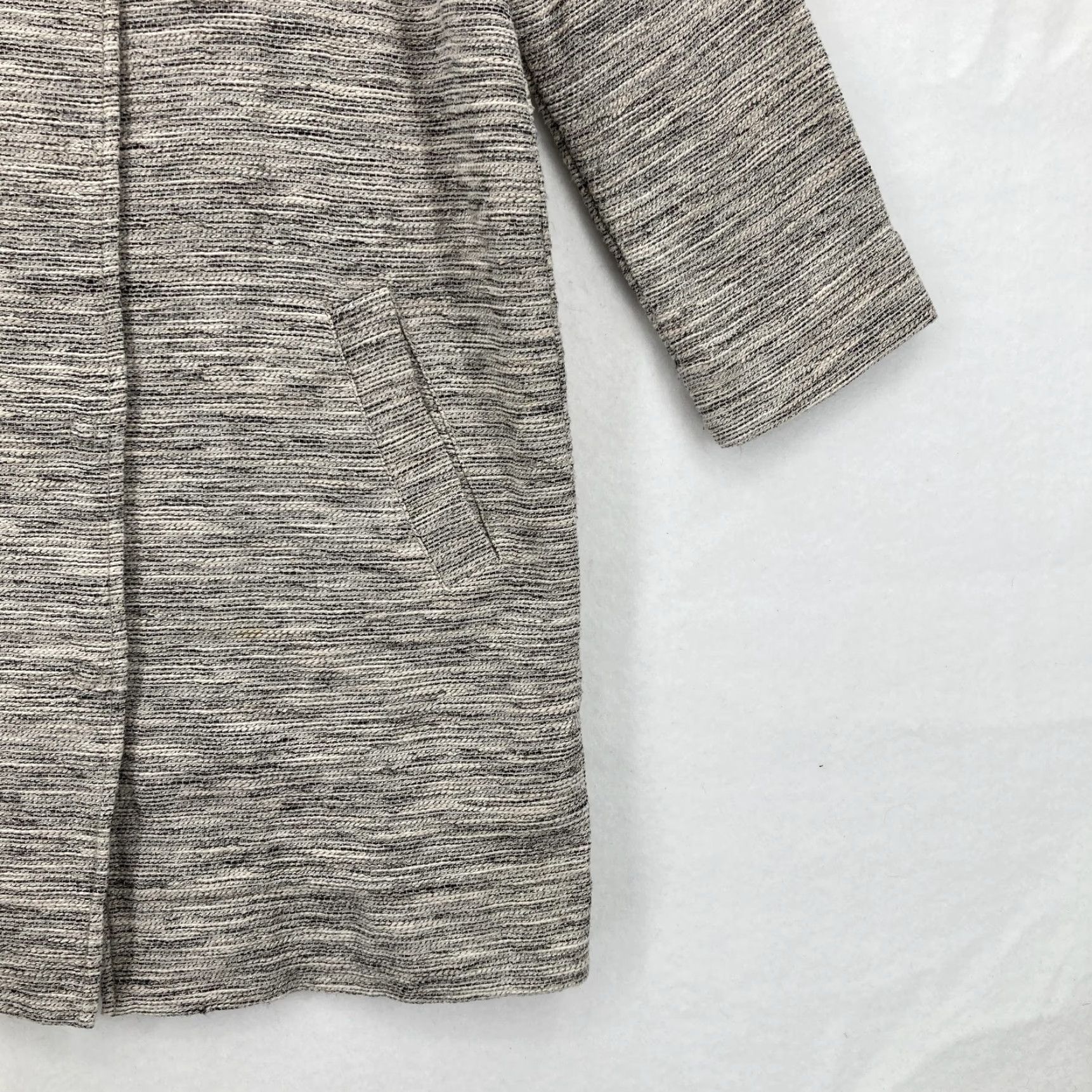 Eileen Fisher VINTAGE Eileen Fisher Coat XS Textured Knit Cotton Blend Snap Front Pockets Gray Striped Overcoat Womens XS Size XS / US 0-2 / IT 36-38 - 3 Thumbnail