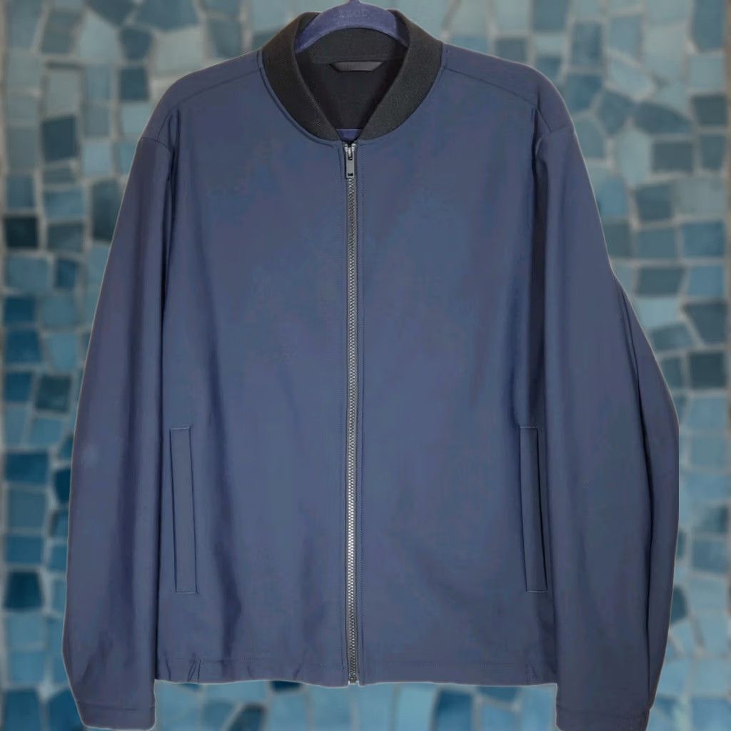 Theory Theory Amir Essential Fleece Full Zip Bomber Jacket Navy Black Men's XL Jacket Size US XL / EU 56 / 4 - 1 Thumbnail