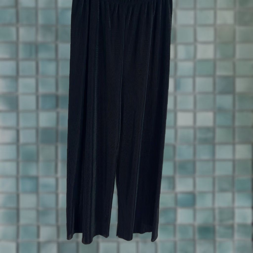 Vintage VINTAGE Pants Women's Size 1 Black Poly US Made 28X26 Wide Leg Stretch Striped Size 25" / US 0 / IT 36 - 1 Thumbnail