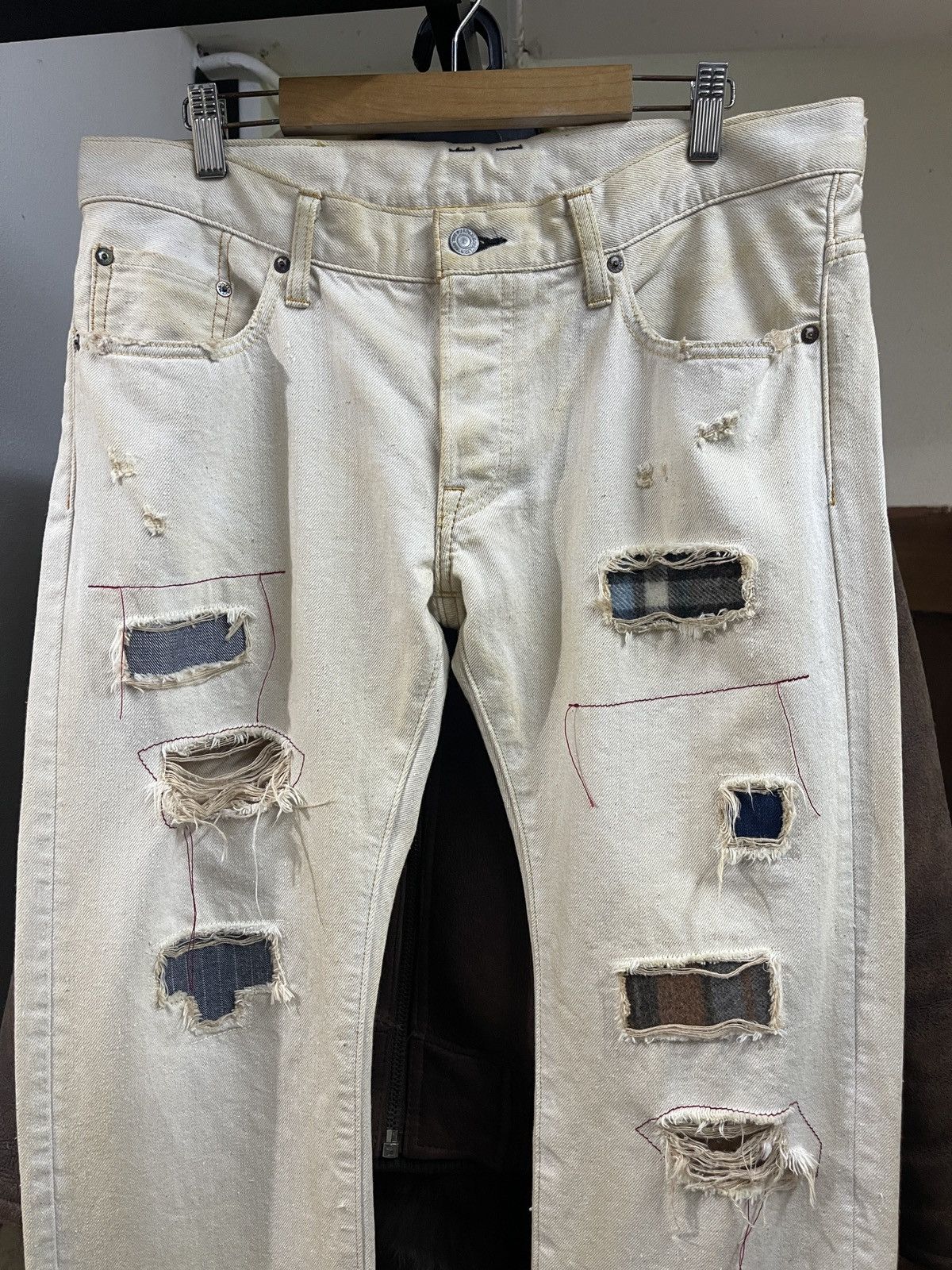 TMT TMT Japan Distressed Dirty Patchwork Pattern Denim Size US 34 / EU 50 - 15 Thumbnail