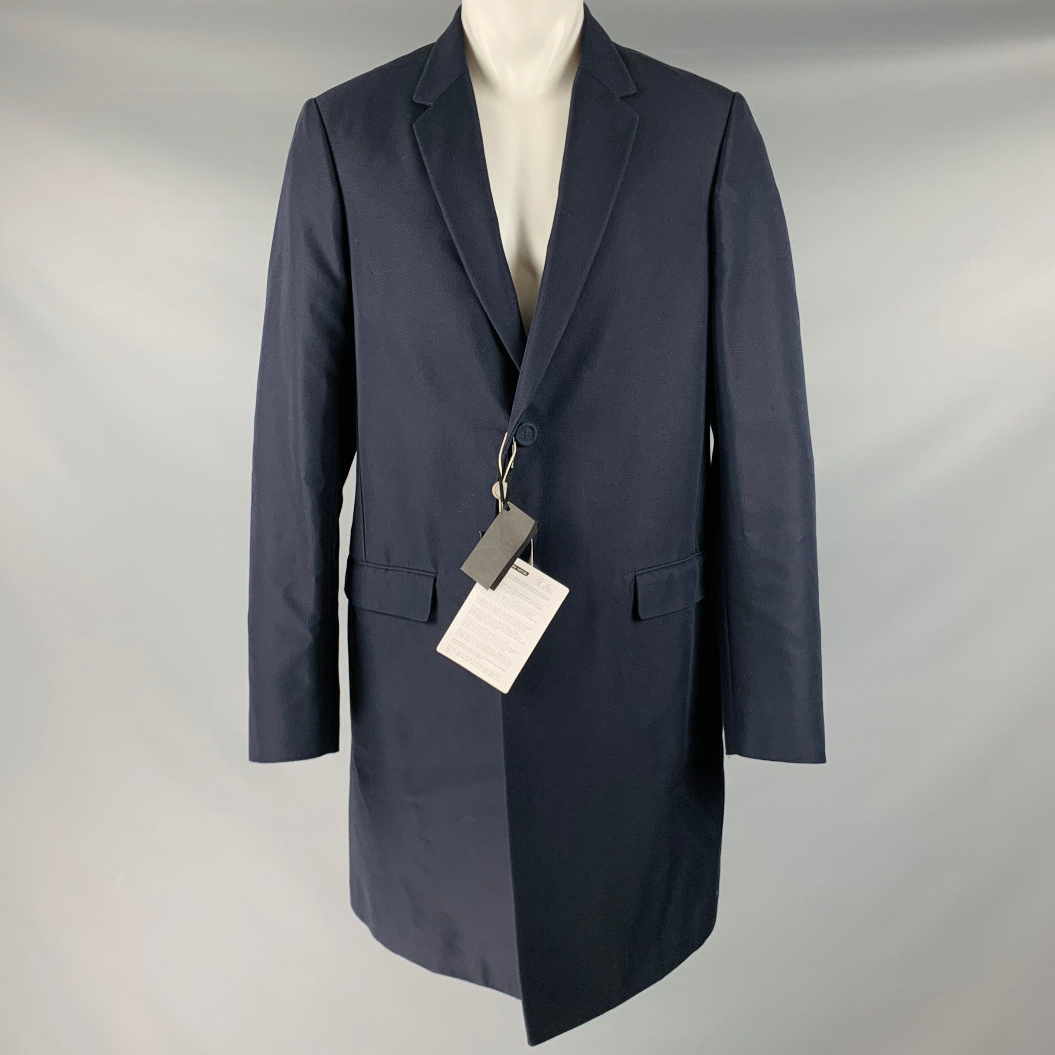 image of Calvin Klein Navy Cotton Blend Coat, Men's (Size Medium)