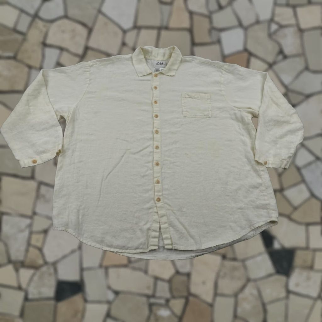 FLAX FLAX Shirt Womens 3G White Linen Button-Up Tunic Oversized Loose Fit Lagenlook Bohemian Casual Size XXL / US 16-18 / IT 52-54 - 1 Thumbnail