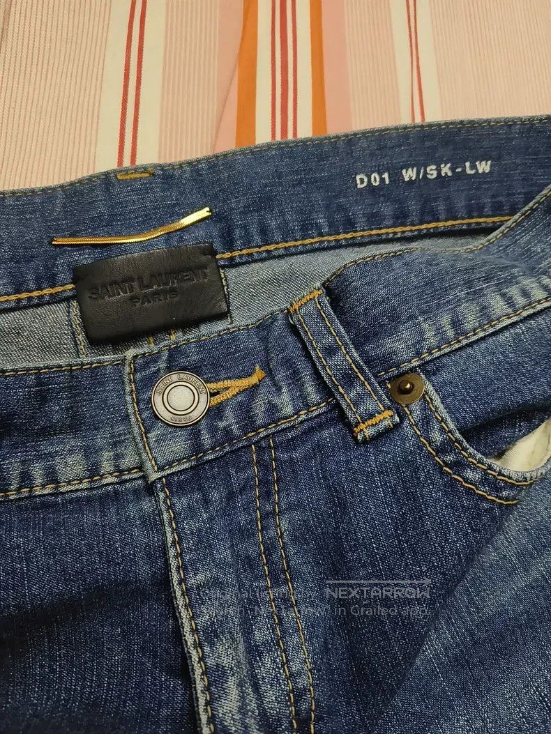 Saint Laurent Paris Saint Laurent Paris Original Scratch Cat Whisker Denim Pan Size US 27 - 3 Thumbnail