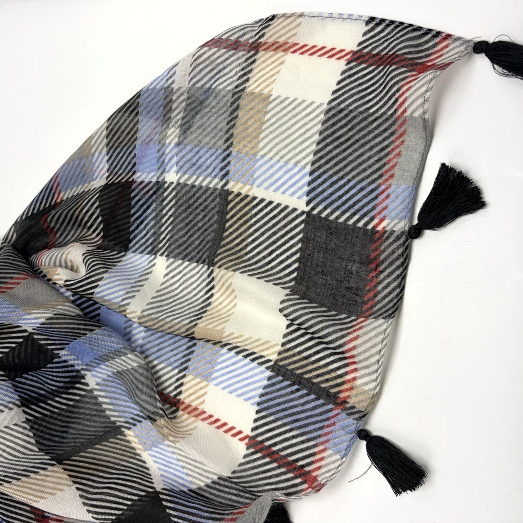 Vera Bradley Vera Bradley Scarf Rectangle Scarf Plaid Black White Fringe Lightweight Women, 72" x 30" Size ONE SIZE - 2 Thumbnail
