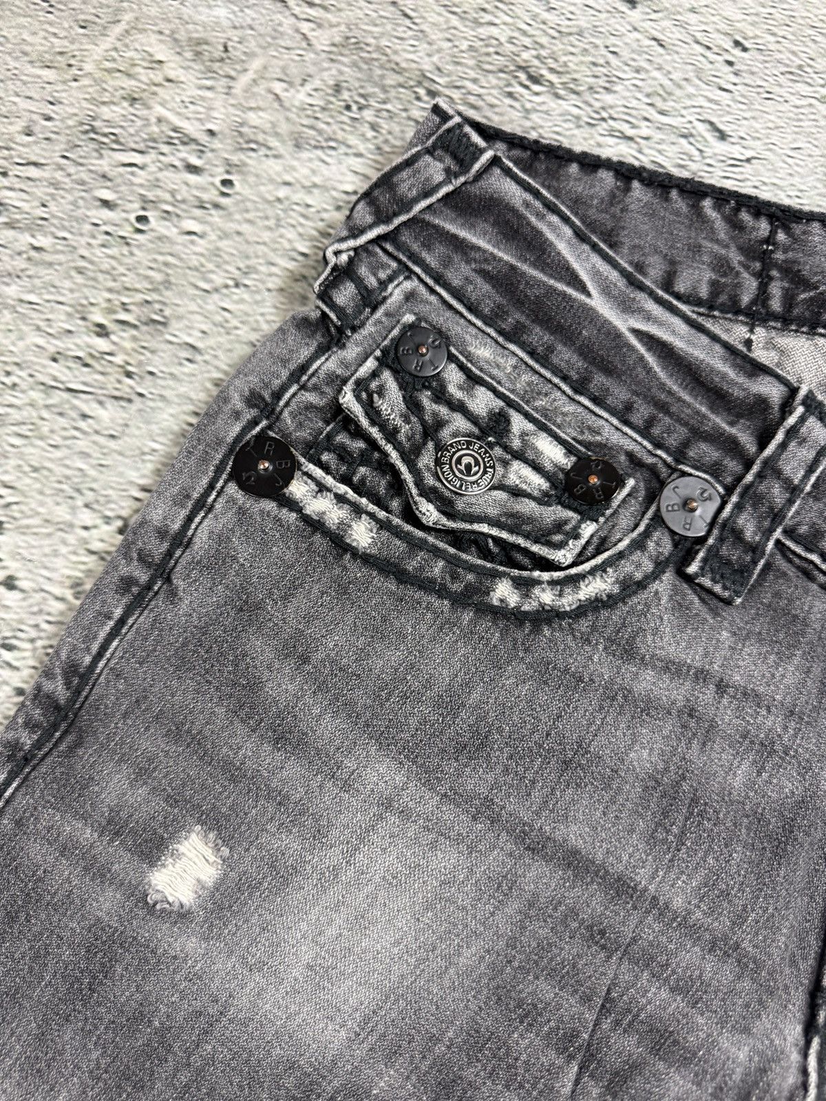 True Religion True Religion jeans grey black thick stitching Billy bootcut Size US 29 - 13 Thumbnail