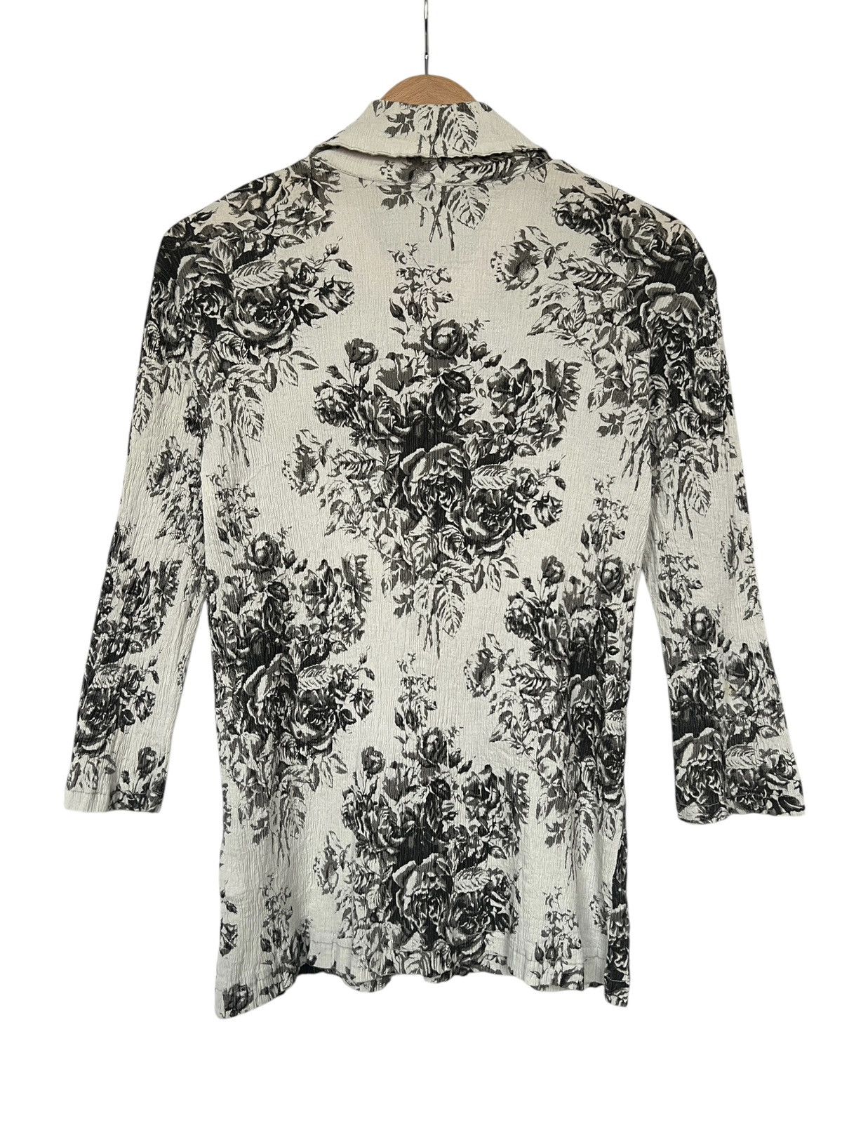 Issey Miyake Tsumori Chisato Pleated Floral Motif Button Up Shirt Size XS / US 0-2 / IT 36-38 - 2 Thumbnail