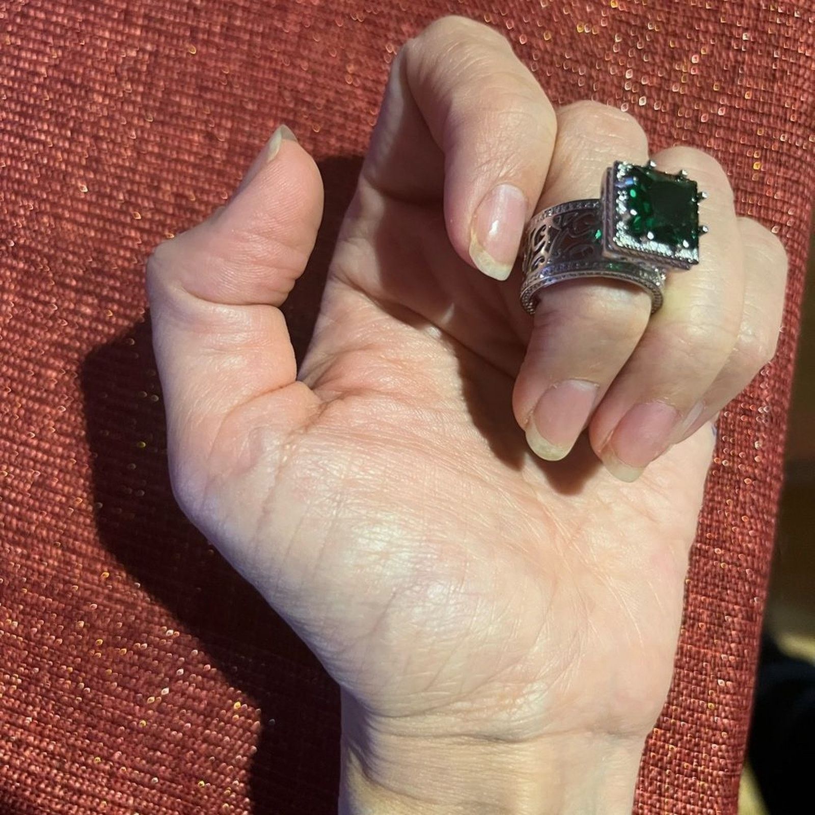 Other Big Large Green Stone Women’s Luxury Ring Size 7 Size ONE SIZE - 10 Thumbnail