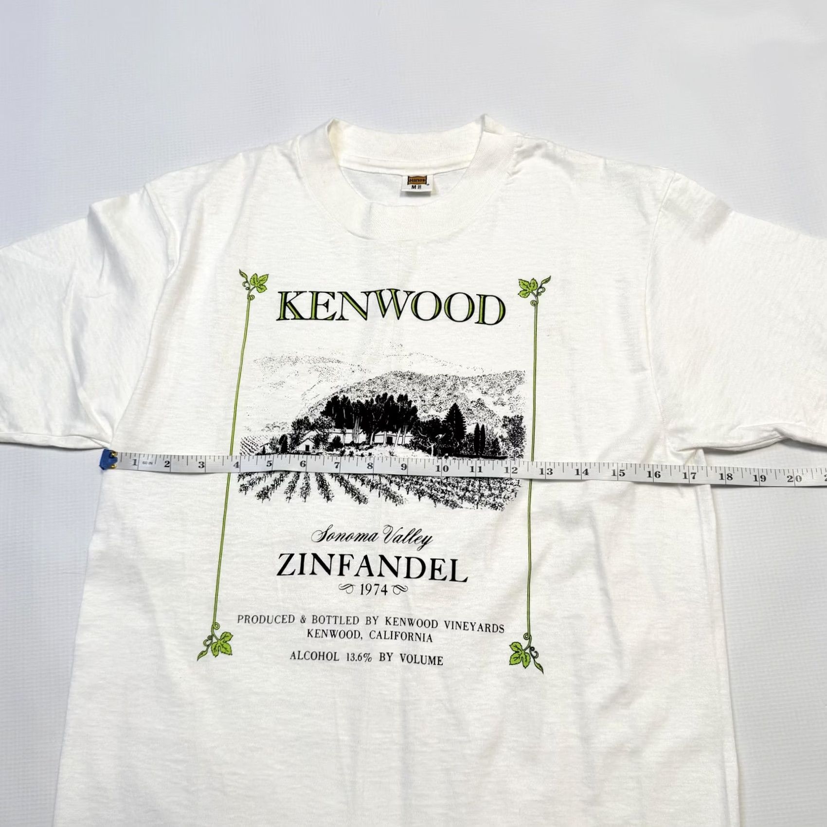 Hanes VINTAGE Hanes Shirt Mens M White Kenwood Zinfandel Sonoma Valley Tee 70s Size US M / EU 48-50 / 2 - 6 Thumbnail