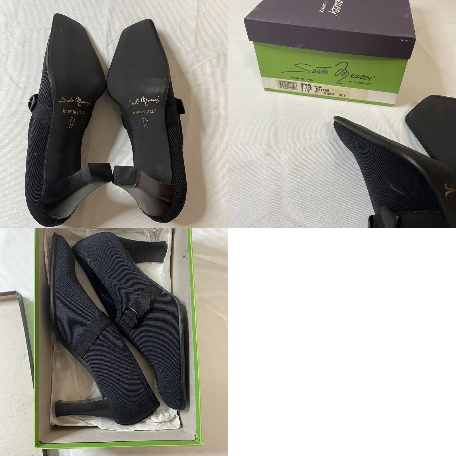 Vintage VINTAGE Sesto Meucci Pumps Heel Women's 7.5 M Black Leather Suede Pointed Toe Knit Stretch Buckle 3" Pump Shoes Size M / US 6-8 / IT 42-44 - 8 Thumbnail
