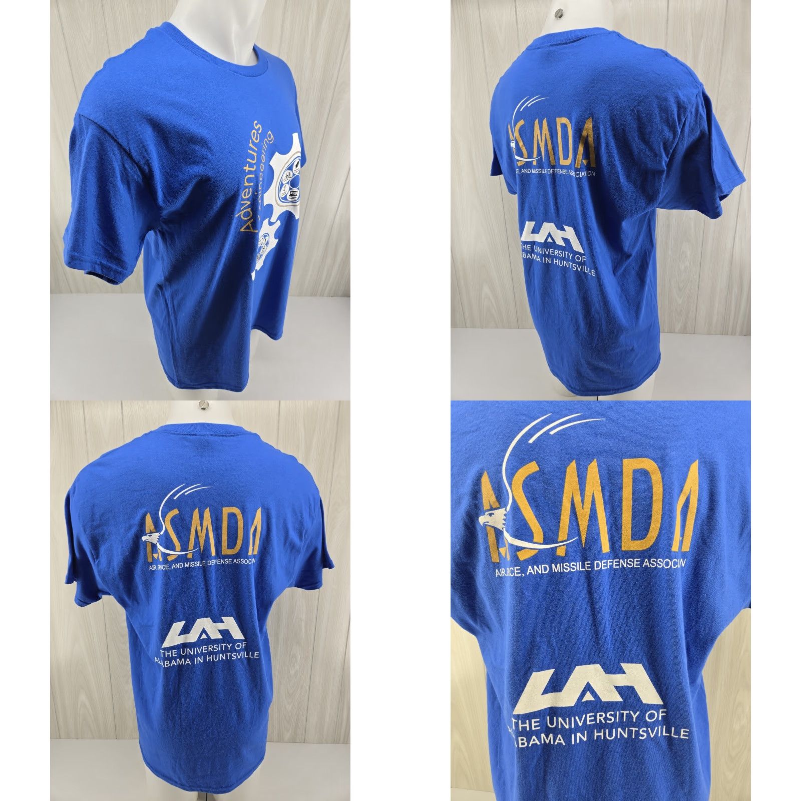 Gildan UAH University of Alabama ASMDA Missile Defense Blue T-Shirt L Mens Regular Cotton Gildan Short Sleeve Crew Neck Size US L / EU 52-54 / 3 - 8 Thumbnail